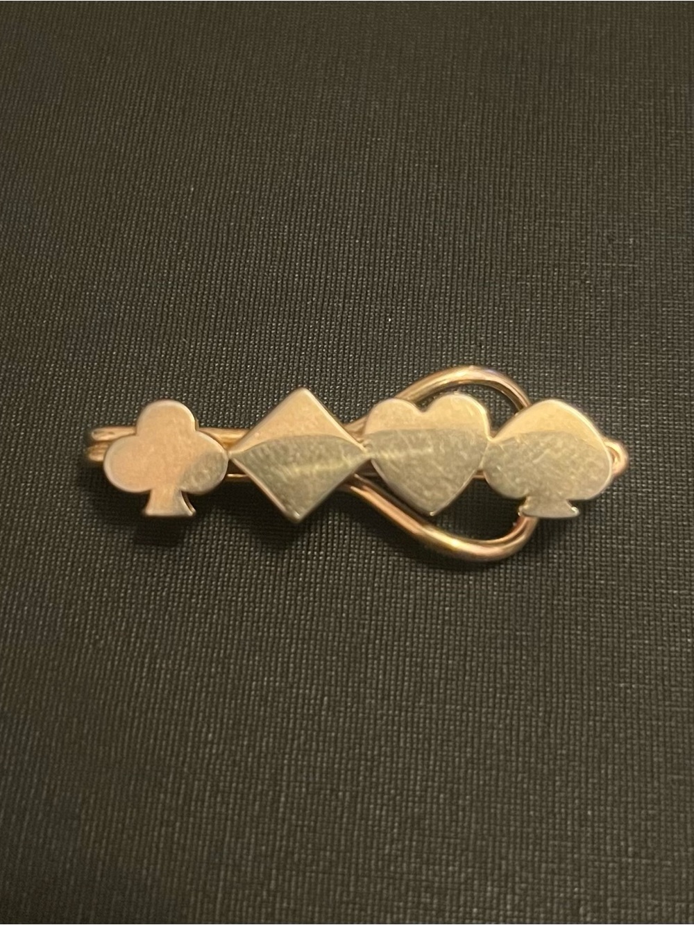 Vintage SWANK gold poker casino tie bar clip